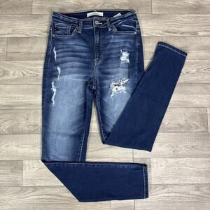 KanCan Ripped High Rise Skinny Denim Jeans Dark Wash sz 7/27